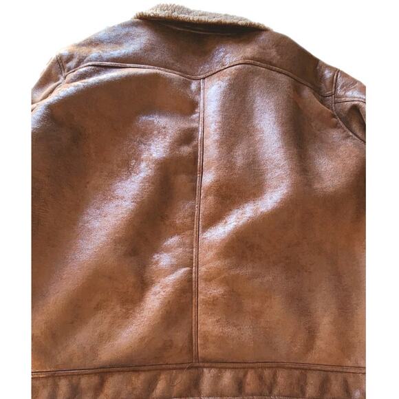 Buffalo David Bitton Men's Brown Faux Leather Sherpa Lined Aviator Jacket 4X Big - Picture 3 of 11
